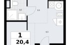 Студия 20,4 м.кв. с отделкой